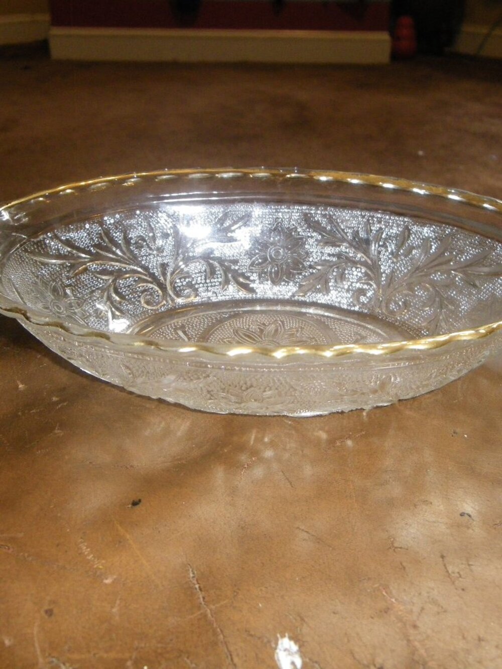 Vintage Small Crystal Oblong Bowl Dish Classic Home Decor